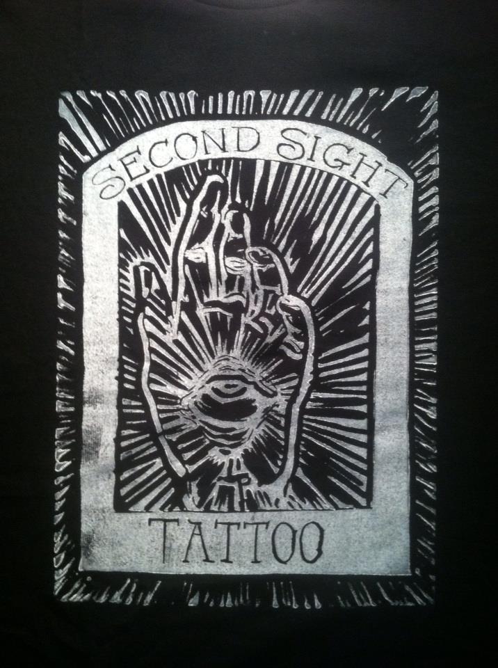 Image of Second Sight Tattoo limited edition block printed t