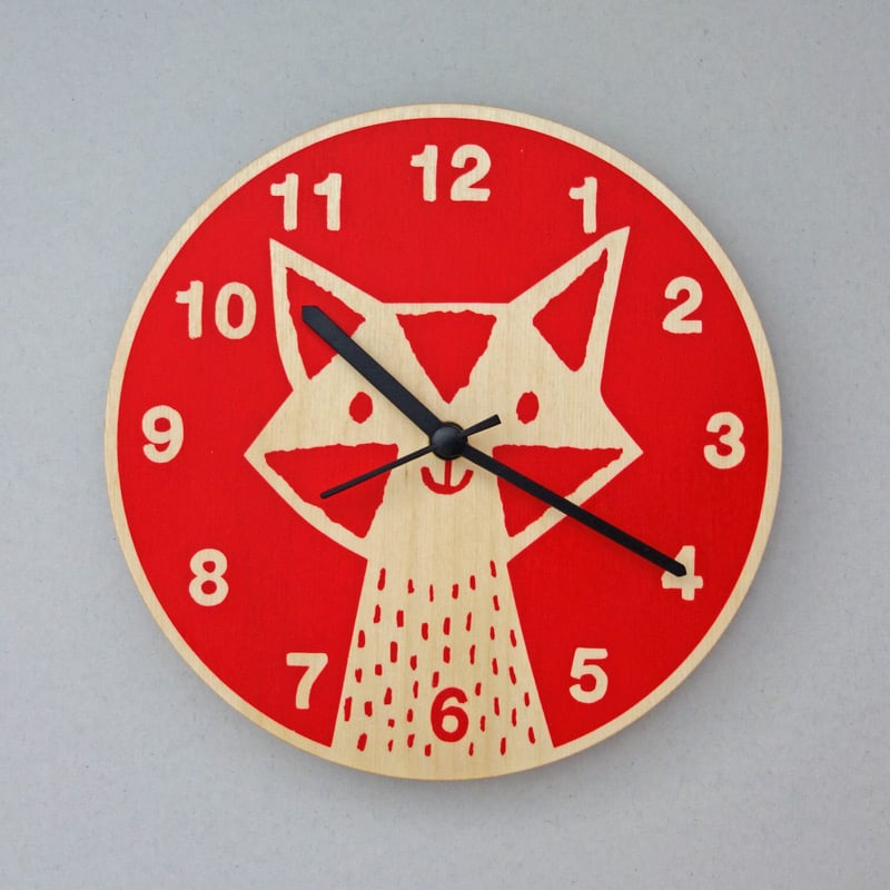 Silent Wall Clock Fox / Lisa Jones Studio