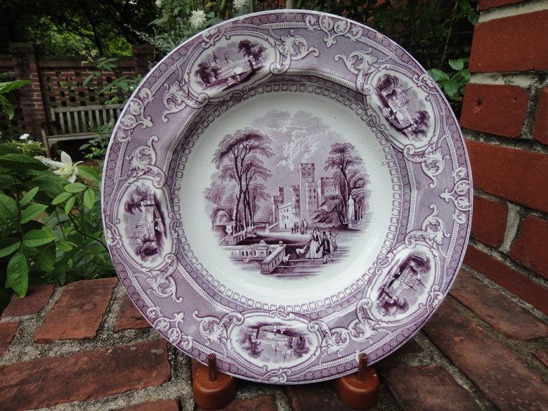 Image of A Romantic Purple and White Transferware Plate
