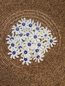 Image of Harmony Oya-Embroidery With Evil-Eye Bead Center (Mavi Boncuk)