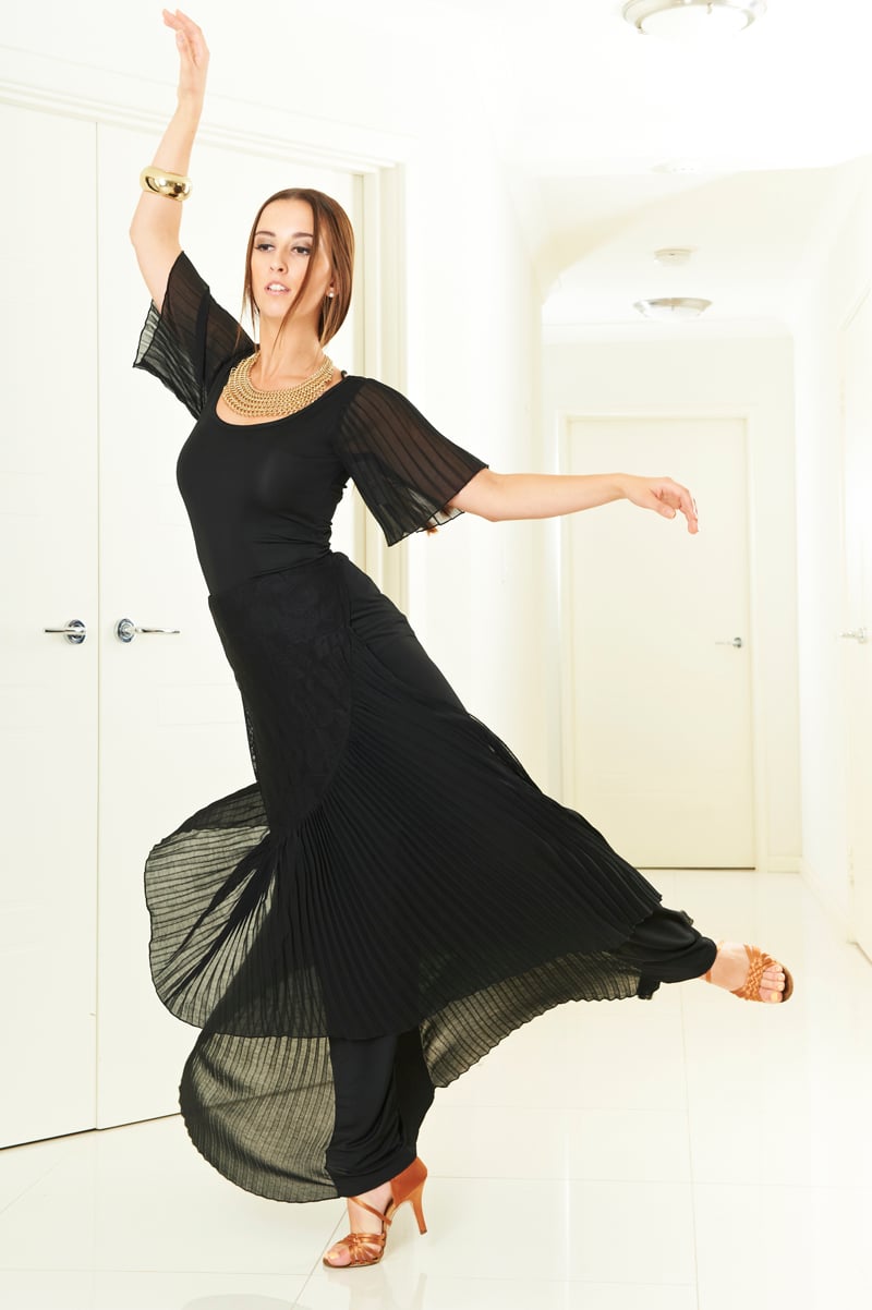 Image of Pleat Fall Skirt - Lace (J3292) Dancewear latin ballroom