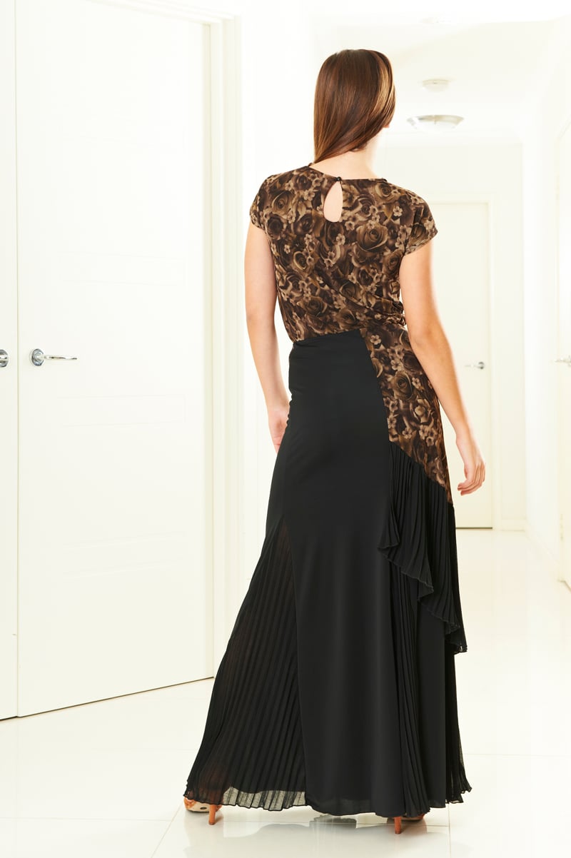 Image of Pleat Fall Skirt - Dark Rose (J3292) Dancewear latin ballroom