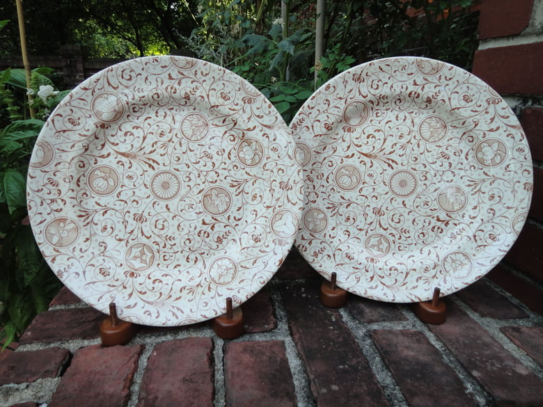 Image of A Superb Rare Pair of  Late 19th Century English Aesthetic Plates