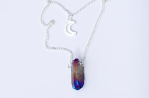 Image of Rainbow Quartz & Crescent Moon Double Crystal Necklace *NEW*