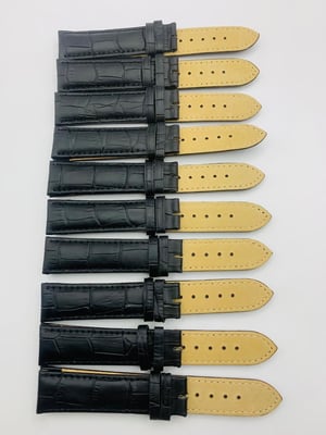 Image of LOTS OF 5 & 10 X CROC  STYLE OMEGA LEATHER GENTS WATCH STRAPS,20mm,BLACK,BROWN,WITHOUT BUCKLES.