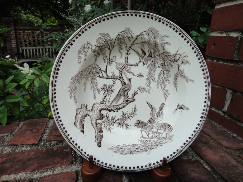 Image of An Enchanting Brown and White Aesthetic Transfer Soup Plate