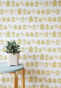 Image of Smalltown wallpaper in sandy yellow ON SALE