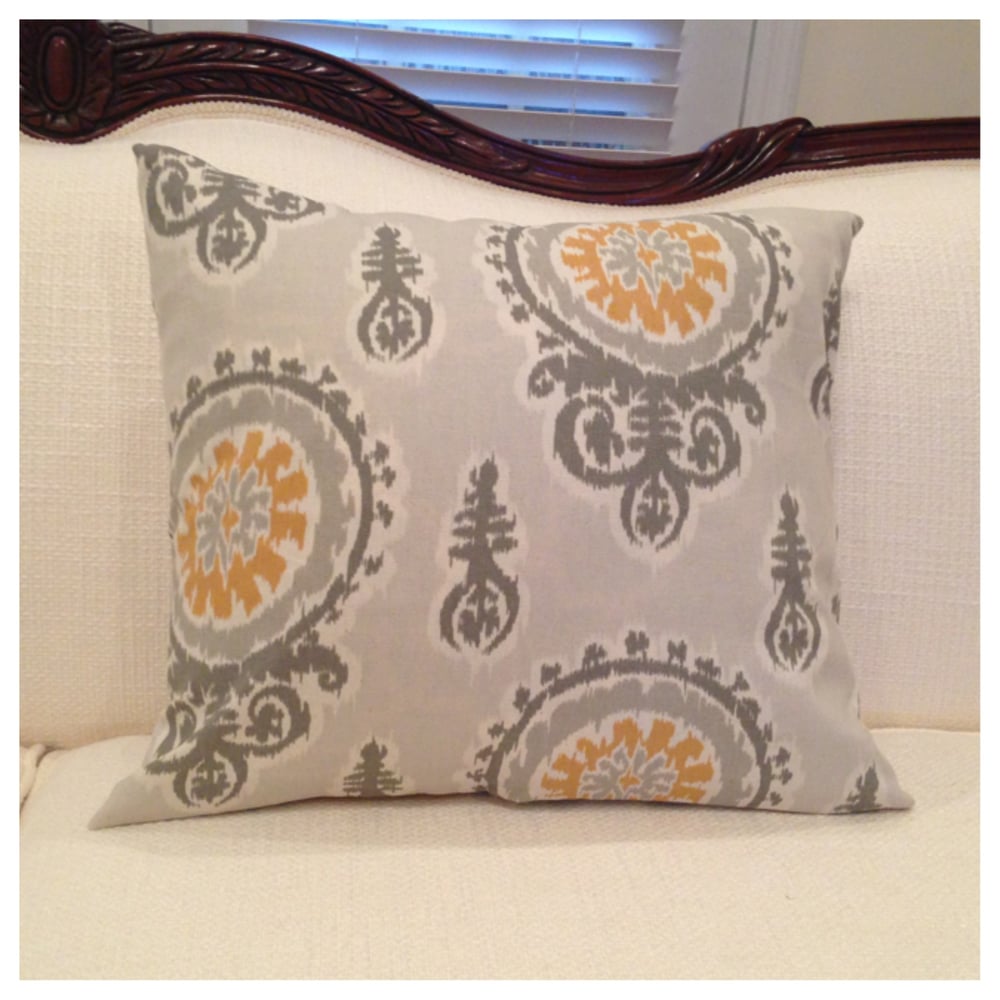 Image of Pillow Cover: Gold & Grey Ikat