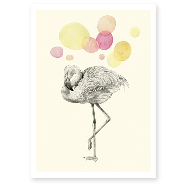 Image of Affiche A4 Flamant rose