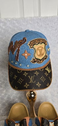 Image 4 of Classic Brown & Light Denim Crocs w/ Hat