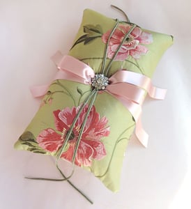 Image of Diana Peony Embroidered Silk Ring Bearer Pillow