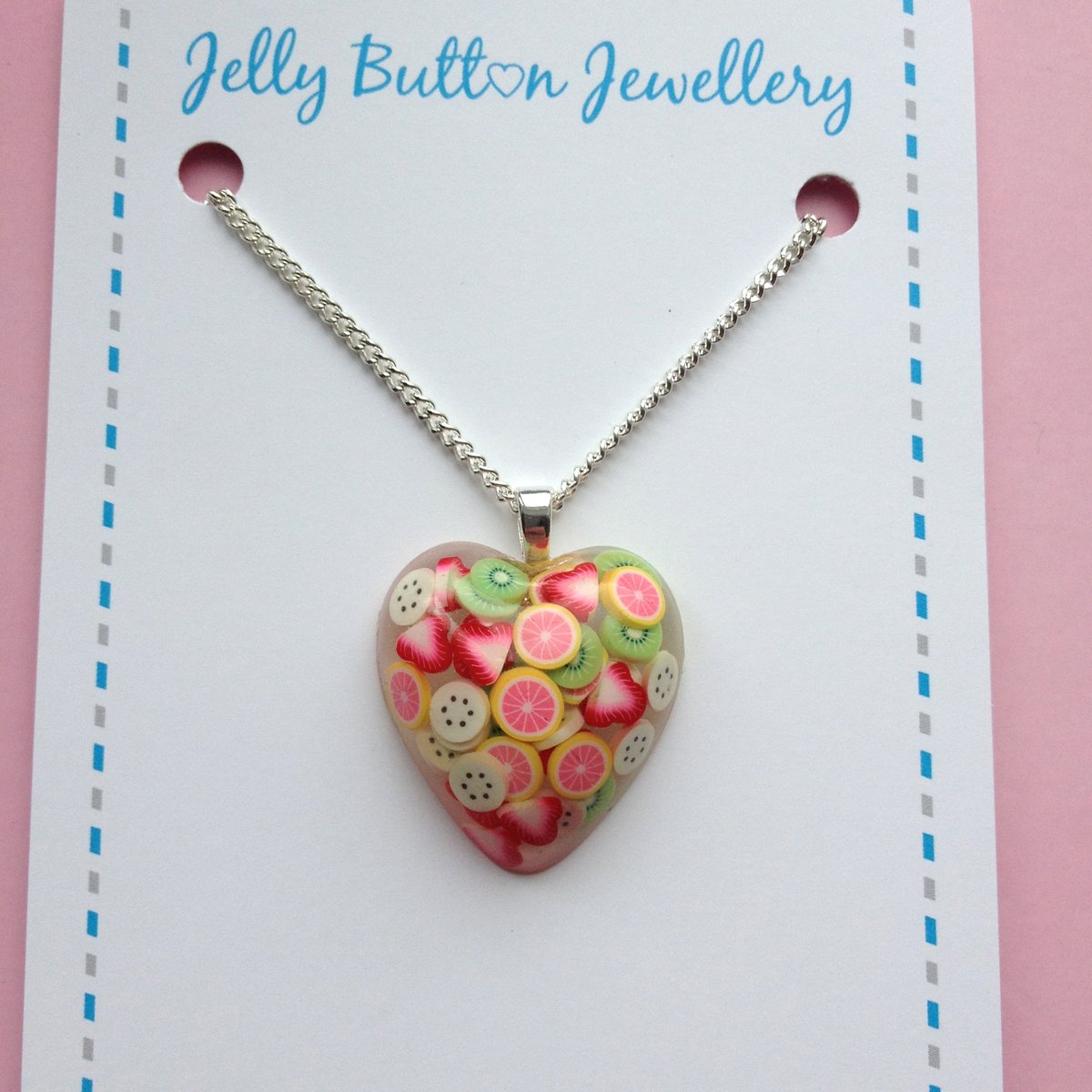 Jelly Button Jewellery — Summer Fruits Heart Necklace