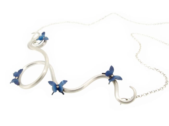 Springtime Butterfly twisting vine necklace