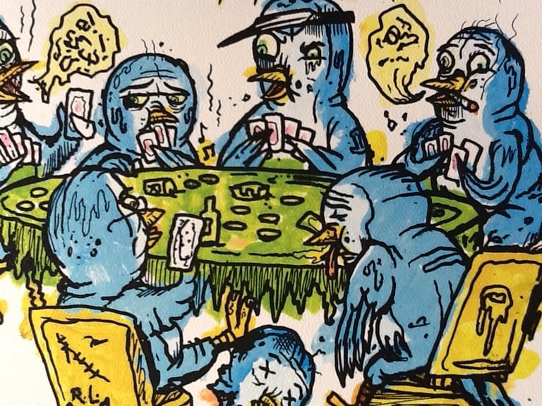 Poker playin' bluebirds print Image 2