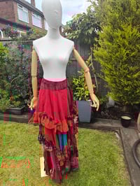 Image 3 of Wanderlust maxi skirt / bandeau dress -red flash of rainbow  8-16 uk