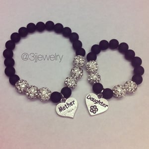 Image of Matte Beads Mother and Daughter Bling Bracelets