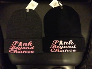 Image of PINK BEYOND CHANCE SCRIPT SKULL HAT/ LIMITED EDITION