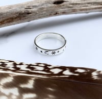 Image 5 of Sterling Silver Star and Moon Ring, Hand Stamped