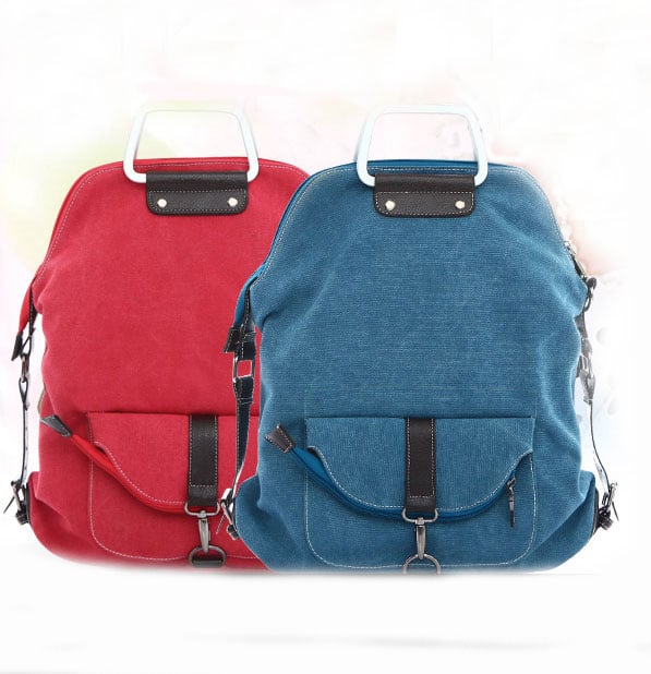 Image of  Unique PINK Multi-function Shoulder Canvas Backpack