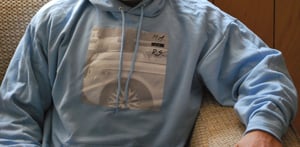 Image of 'WHITE ON BLUE' HOODIE