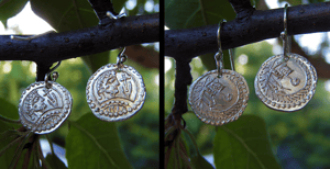 Image of Anglo Saxon 'Coiled Wolf' Coin Earrings