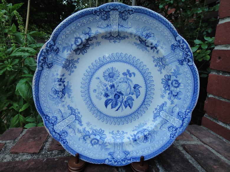 Image of A Superb circa 1840  Rare Blue and White English Transfer Warming Plate