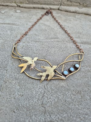 Birds  in blue sky necklace 