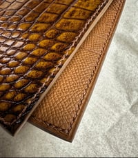 Image 3 of Antique Tan Alligator Bifold Card-Holder 