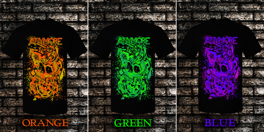 Image of Anymore Deathcore "Octopus/Skull" T-Shirt in Orange, Green, Blue