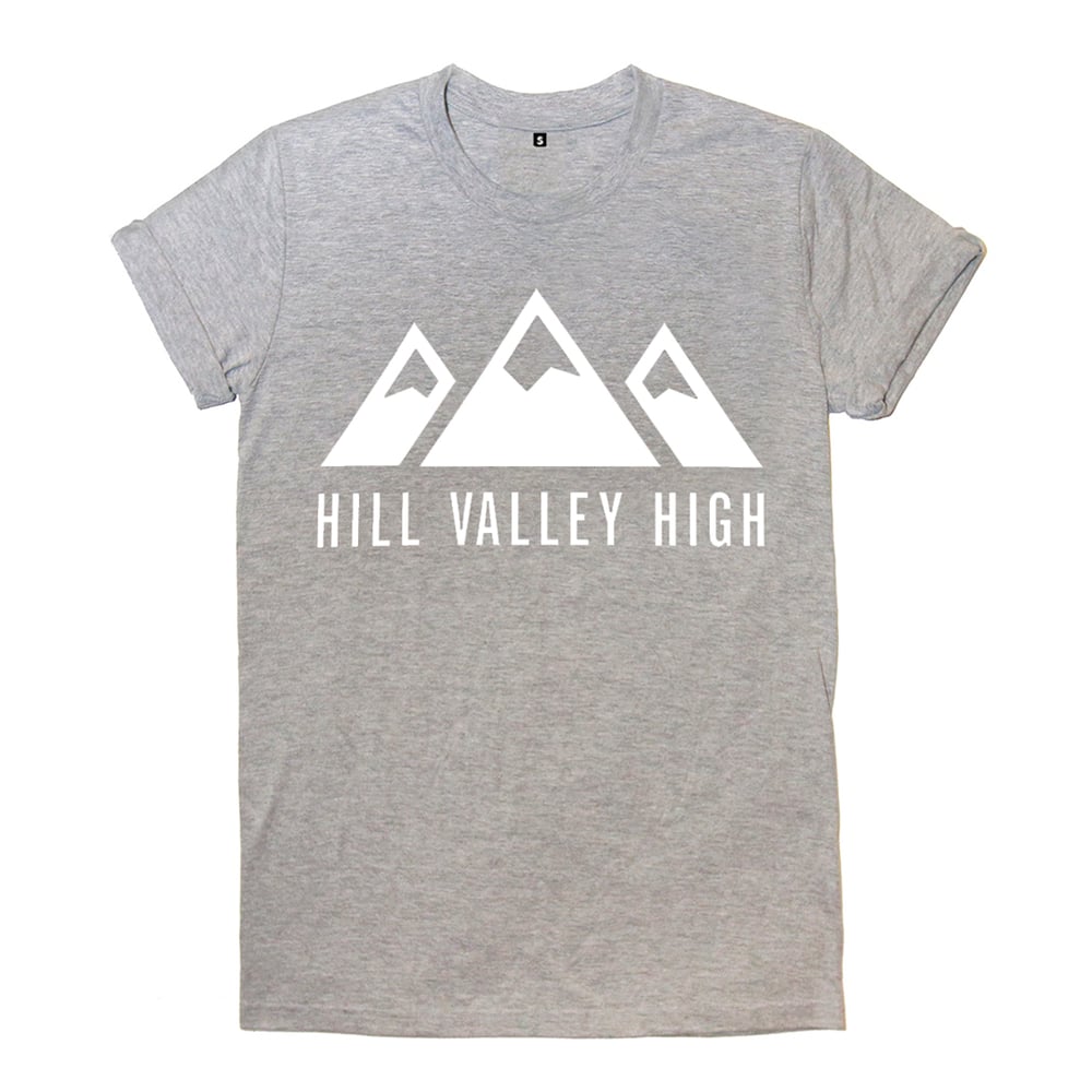 Image of Hill Valley High Grey Logo Tee 