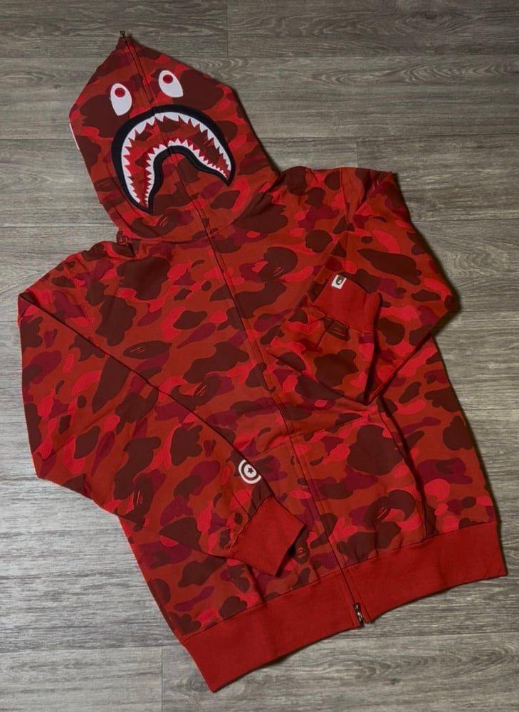 Image of BPE Red Hoodie (Full ZipUp) 