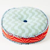 Image of Blue 'Dahlia' round cushion