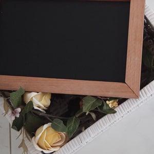 Rectangular Chalkboard with Solid Brown Border (S)