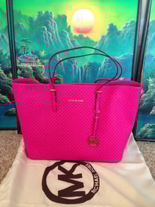 Image of Michael Kors Neon Pink Tote Retail $289.99