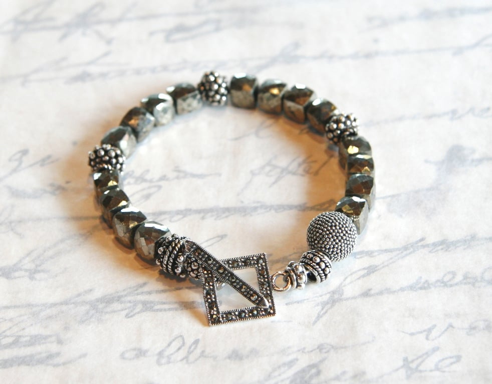 Pyrite Cube and Marcasite Bracelet