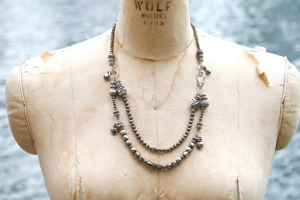 Double Layer Pyrite Necklace