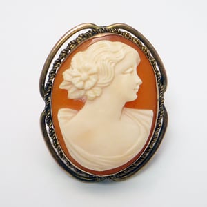 Image of Vintage Retro Art Deco Shell Cameo Brooch Pin Pendant