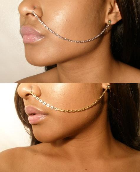 Image of The Weeknd Adjustable Ear to Nose Chain Jewelry ( 2 PACK )