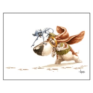 Image of "Herlock Hound Is On The Case" Basset Hound Print