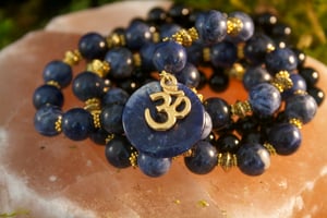 Image of Sodalite and Black Agate Mala