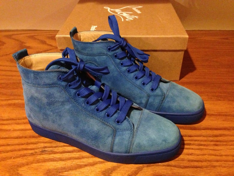 Image of Authentic Christian Louboutin Blue Sapphire Suede Sneaker *Rare*