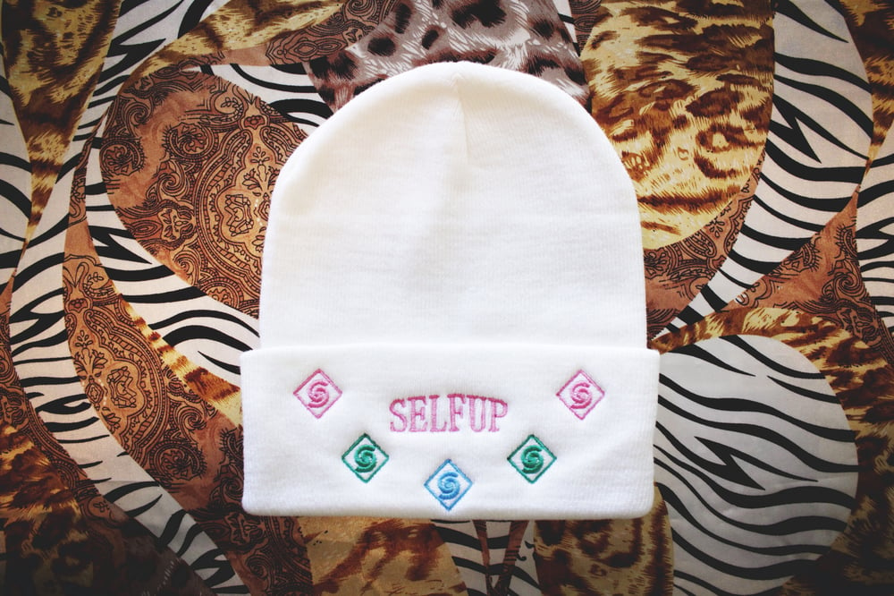 Image of Color Diamonds Beanie in White