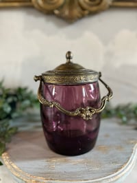 Image 2 of Superbe jarre à biscuit en verre violet! Époque Art Nouveau (1900)