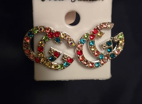 Image of Double G Earrings (Silver/Colorful)