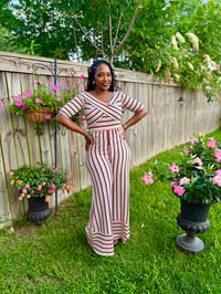 Image 1 of Striped Off Shoulder Jumpsuit 