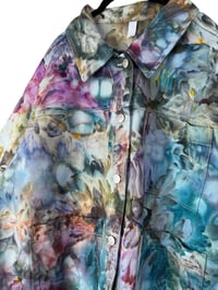 Image 8 of 2X PLUS 100% Cotton Oversized Chore Coat in Cool Earthy Watercolor Ice Dye