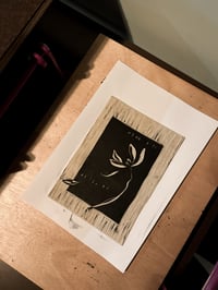 Image 2 of Original Lino Print 'LET GO FLOWER' A5
