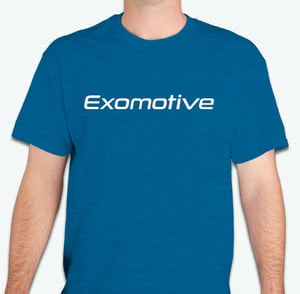 Image of Antique Sapphire Blue Exomotive Logo T-Shirt