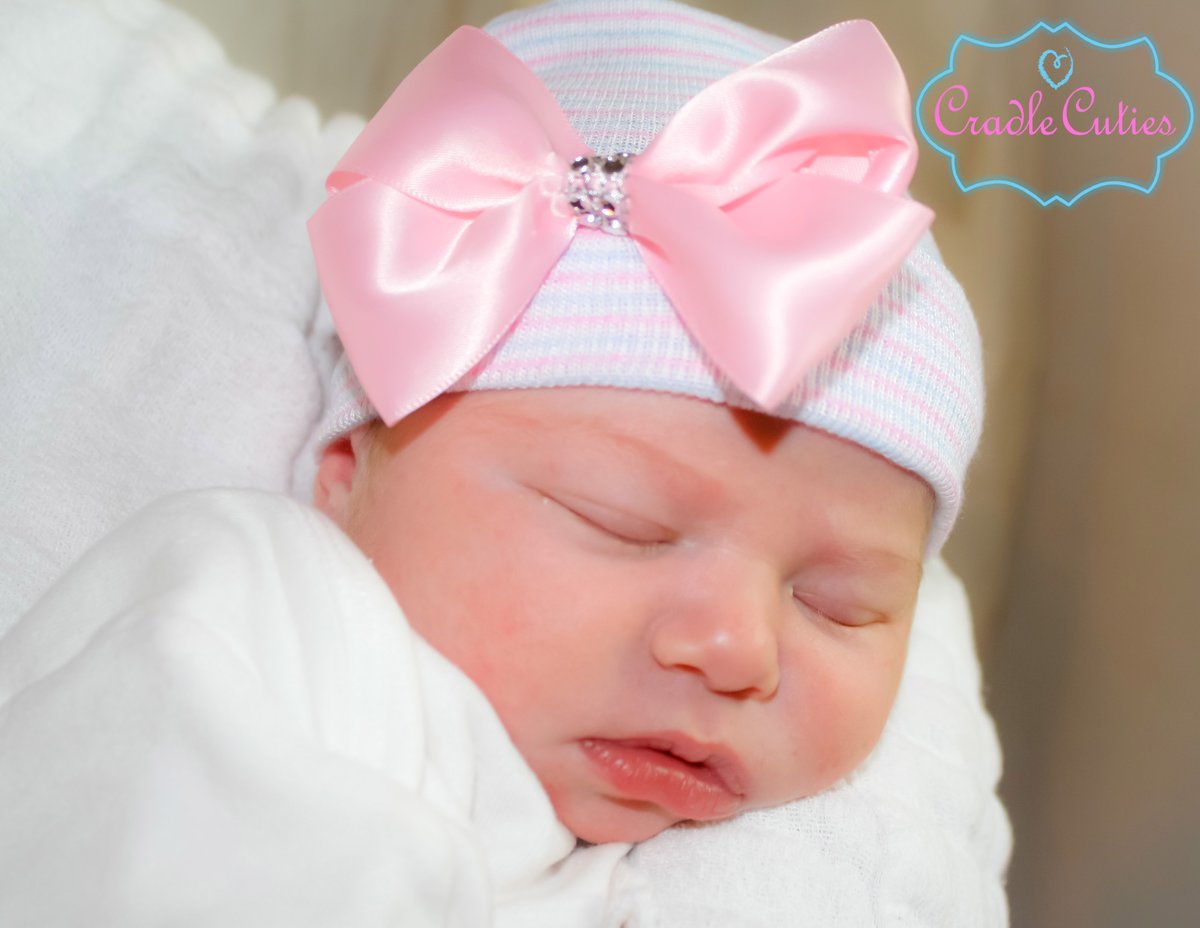 CradleCuties Boutique Newborn Hospital Hat First Bow BC CradleCuties Boutique Newborn Hospital Hat First Bow BC
