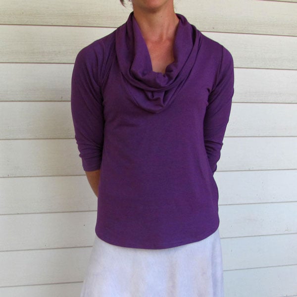 Organic Cowl Neck Shirt - Royal Purple / Seven Sages